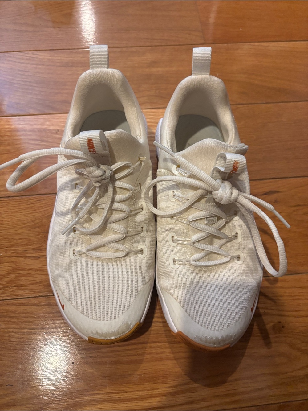 Nike Kids White Sneakers with Orange Accents
